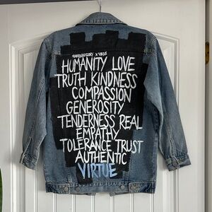 Blue Denim Jean Jacket with Graphic Design